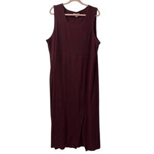 Eddie Bauer Burgundy Sleeveless Dress XL Tall 100% cotton cottagecore staple